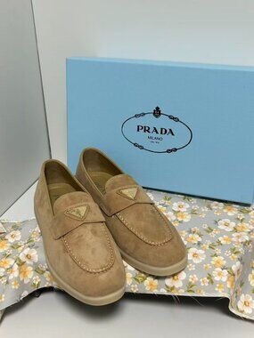 Prada Suede Loafers with Triangle Logo
